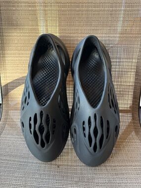 adidas Black Foam Slip-On Sandals with Vent Cutouts